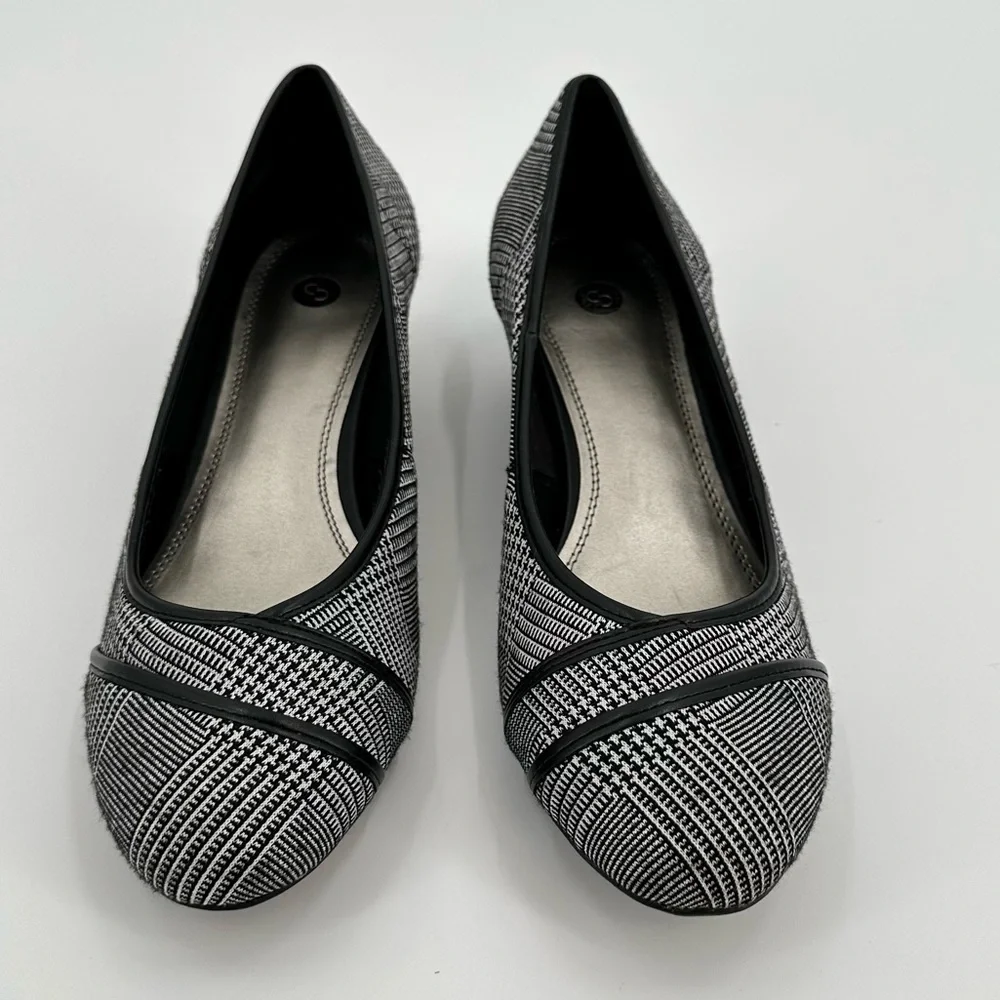 C.P. Company Women’s Robin Black & White Fabric & Patent Comfort Wedges Sz 9.5M
